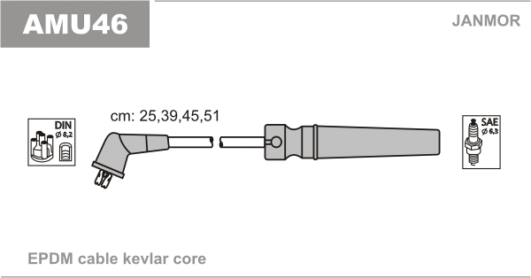 AMU46 JANMOR Комплект проводов зажигания (фото 1)