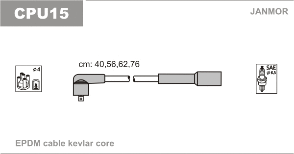 CPU15 JANMOR Комплект проводов зажигания (фото 1)