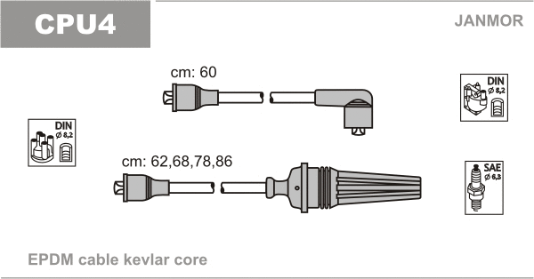 CPU4 JANMOR Комплект проводов зажигания (фото 1)