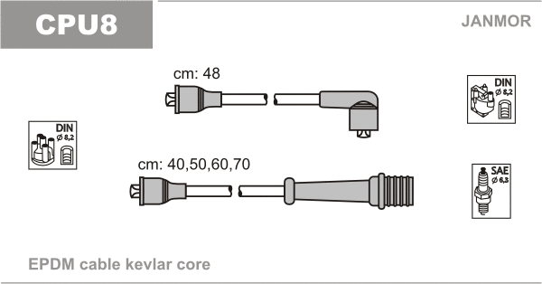 CPU8 JANMOR Комплект проводов зажигания (фото 1)