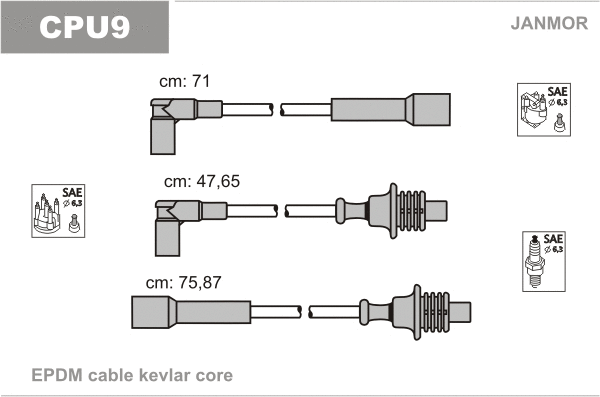 CPU9 JANMOR Комплект проводов зажигания (фото 1)