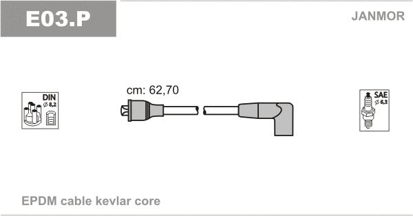 E03.P JANMOR Комплект проводов зажигания (фото 1)
