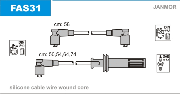 FAS31 JANMOR Комплект проводов зажигания (фото 1)