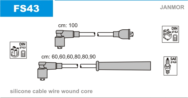 FS43 JANMOR Комплект проводов зажигания (фото 1)