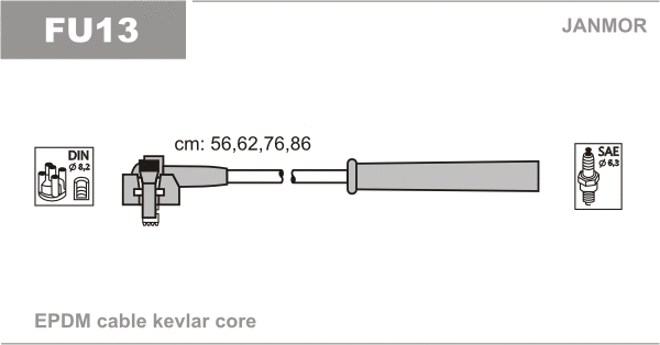 FU13 JANMOR Комплект проводов зажигания (фото 1)