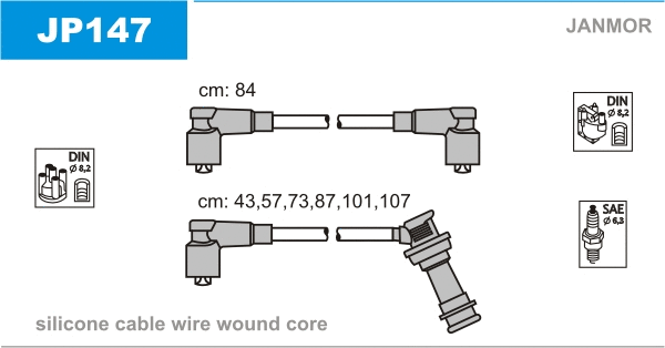 JP147 JANMOR Комплект проводов зажигания (фото 1)