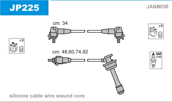 JP225 JANMOR Комплект проводов зажигания (фото 1)