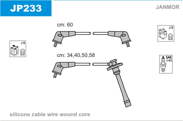 JP233 JANMOR Комплект проводов зажигания (фото 1)