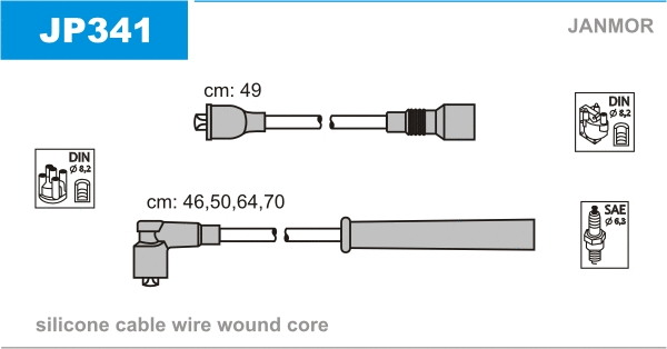 JP341 JANMOR Комплект проводов зажигания (фото 1)