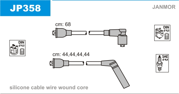 JP358 JANMOR Комплект проводов зажигания (фото 1)