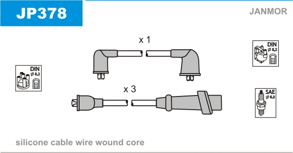 JP378 JANMOR Комплект проводов зажигания (фото 1)