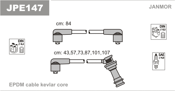 JPE147 JANMOR Комплект проводов зажигания (фото 1)
