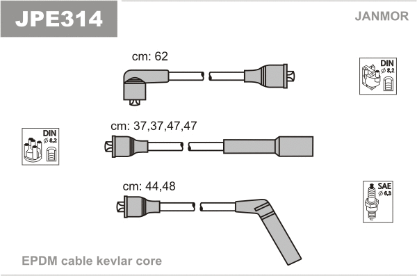JPE314 JANMOR Комплект проводов зажигания (фото 1)