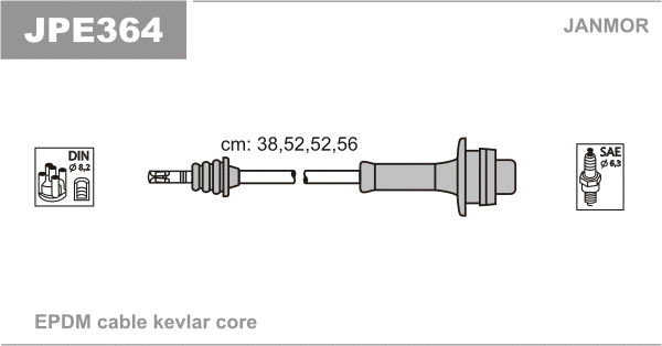 JPE364 JANMOR Комплект проводов зажигания (фото 1)