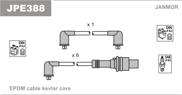 JPE388 JANMOR Комплект проводов зажигания (фото 1)