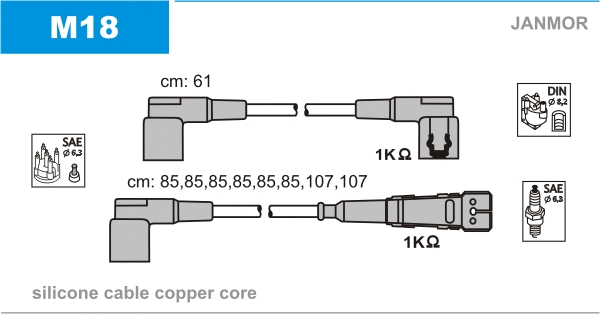 M18 JANMOR Комплект проводов зажигания (фото 1)