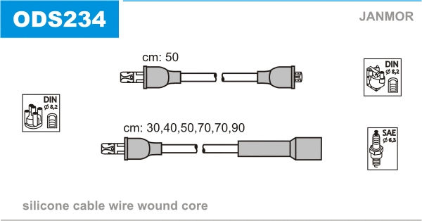 ODS234 JANMOR Комплект проводов зажигания (фото 1)