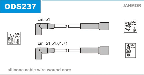 ODS237 JANMOR Комплект проводов зажигания (фото 1)