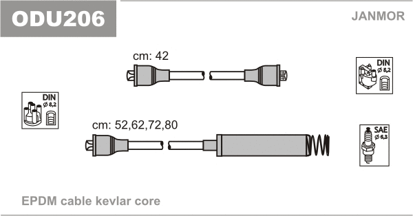 ODU206 JANMOR Комплект проводов зажигания (фото 1)