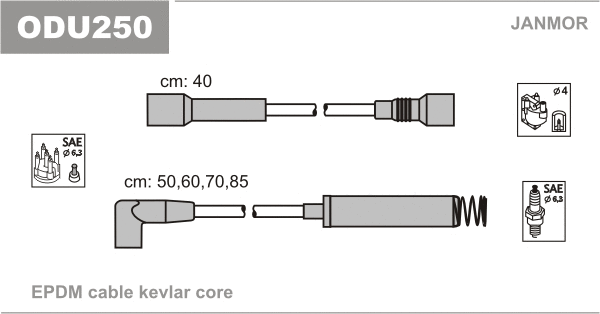 ODU250 JANMOR Комплект проводов зажигания (фото 1)