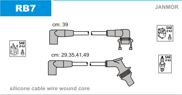 RB7 JANMOR Комплект проводов зажигания (фото 1)