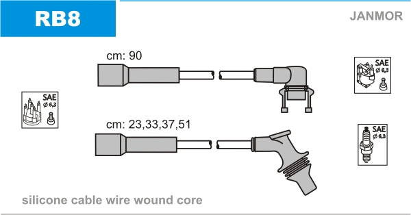 RB8 JANMOR Комплект проводов зажигания (фото 1)