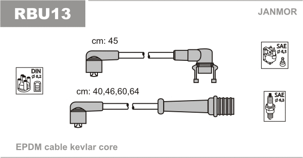RBU13 JANMOR Комплект проводов зажигания (фото 1)