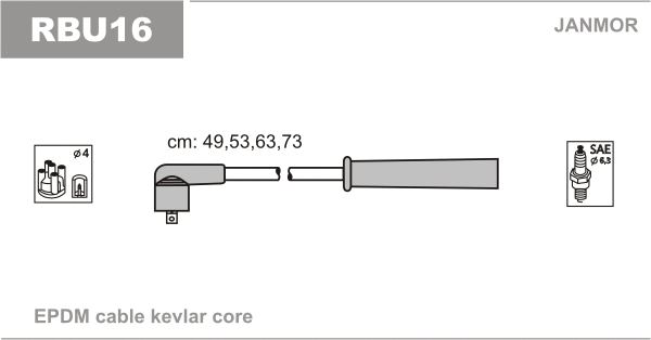 RBU16 JANMOR Комплект проводов зажигания (фото 1)