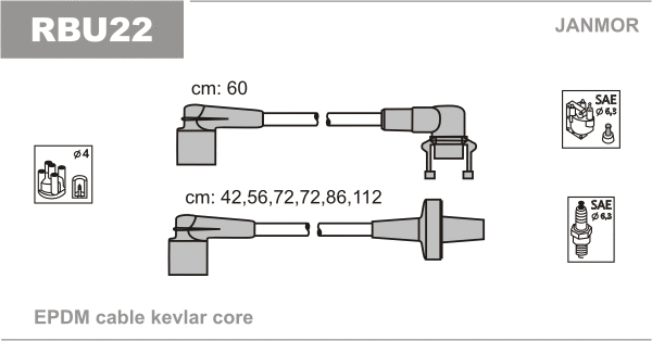 RBU22 JANMOR Комплект проводов зажигания (фото 1)