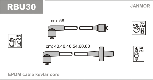 RBU30 JANMOR Комплект проводов зажигания (фото 1)