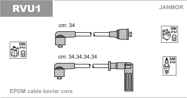 RVU1 JANMOR Комплект проводов зажигания (фото 1)