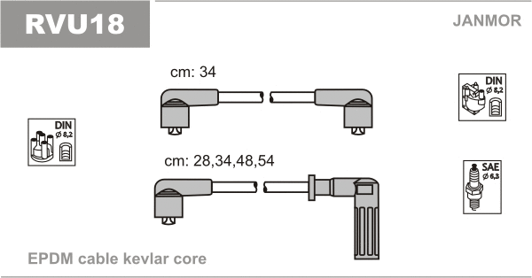RVU18 JANMOR Комплект проводов зажигания (фото 1)
