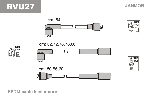 RVU27 JANMOR Комплект проводов зажигания (фото 1)