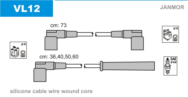 VL12 JANMOR Комплект проводов зажигания (фото 1)