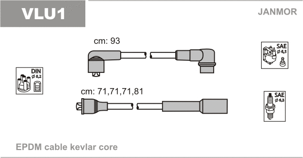 VLU1 JANMOR Комплект проводов зажигания (фото 1)