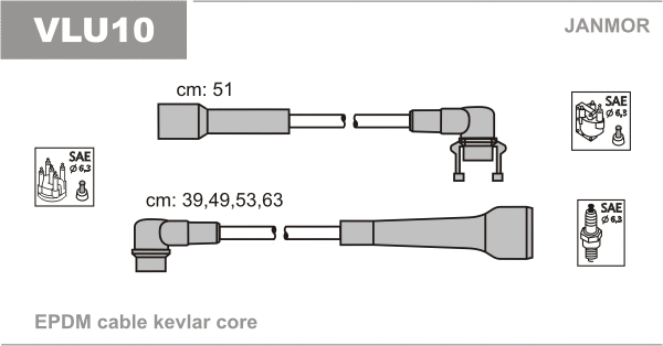 VLU10 JANMOR Комплект проводов зажигания (фото 1)