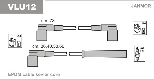 VLU12 JANMOR Комплект проводов зажигания (фото 1)