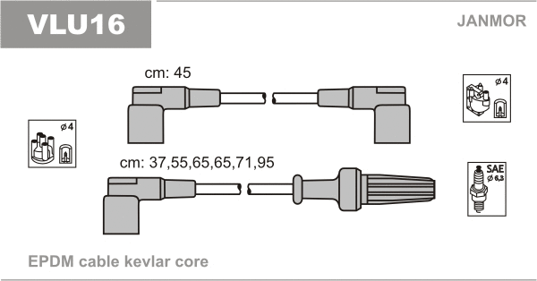 VLU16 JANMOR Комплект проводов зажигания (фото 1)