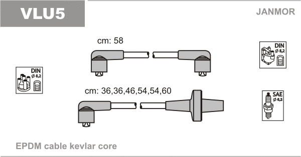 VLU5 JANMOR Комплект проводов зажигания (фото 1)