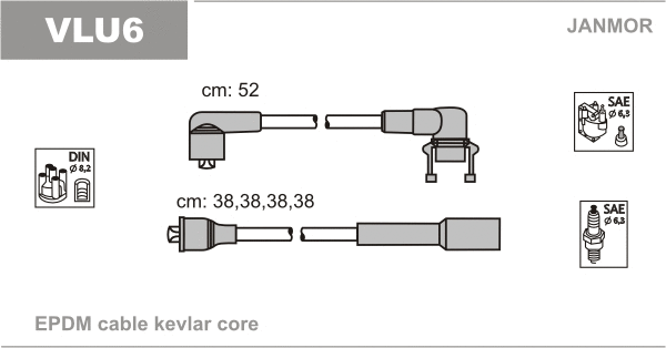 VLU6 JANMOR Комплект проводов зажигания (фото 1)
