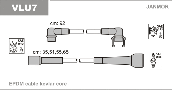 VLU7 JANMOR Комплект проводов зажигания (фото 1)