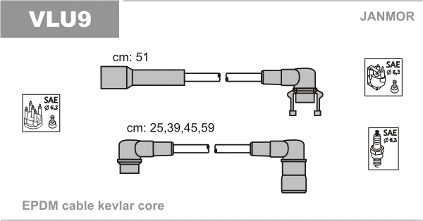 VLU9 JANMOR Комплект проводов зажигания (фото 1)