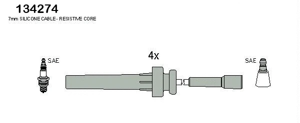 134274 HITACHI/HUCO Комплект проводов зажигания (фото 1)