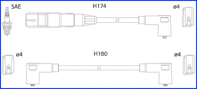 134808 HITACHI/HUCO Комплект проводов зажигания (фото 1)