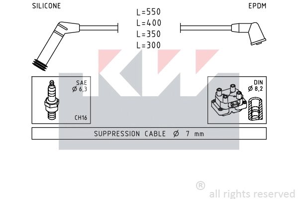 358 119 KW Комплект проводов зажигания (фото 1)