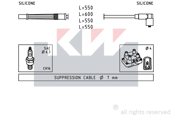 358 246 KW Комплект проводов зажигания (фото 1)