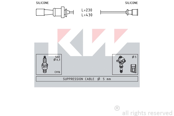358 251 KW Комплект проводов зажигания (фото 1)