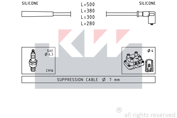 358 252 KW Комплект проводов зажигания (фото 1)