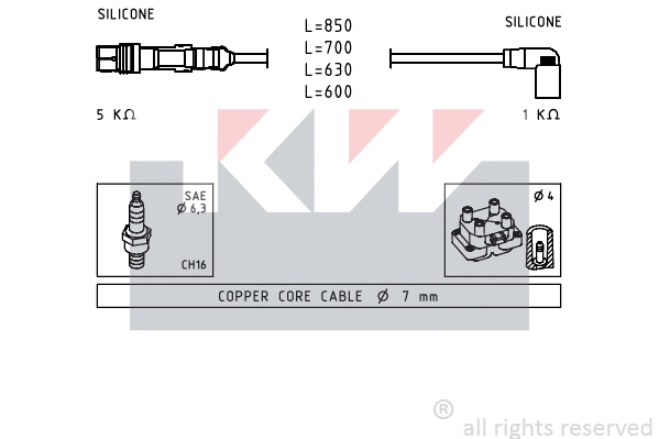 360 601 KW Комплект проводов зажигания (фото 1)