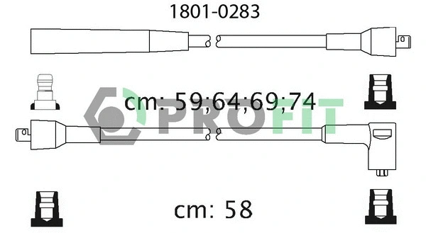 1801-0283 PROFIT Комплект проводов зажигания (фото 1)